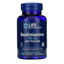 라이프 익스텐션 비타민 B Benfotiamine 티아민 Thiamine 100 mg 120 식물성 캡슐 HCI