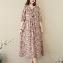 [바니드] 여름 롱 라인 데일리룩 루즈핏 인기원피스 빅사이즈 플라워 0676