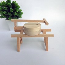 옛날 민속품 수공예품 목조 축소형 목풍차 수레 맷돌·자전거 물레·자물레·가마 모형 미니어처 소품, 농촌 원목 작은 모퉁이