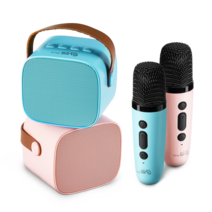 블루투스스피커 무선마이크 노래방기계 가정용 휴대용 캠핑용 노래방 기기 더씽 M45, 블루