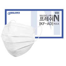 나록스 프레쉬N 국산 마스크 식약처인증 KFAD 비말차단 MB필터 대형 일회용마스크 덴탈마스크 50매, 2개, 화이트