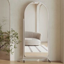 콩마당 이동식 전신거울 침실 피팅 거울 쇼룸, (울트라화이트거울) 180x60 곡면실버+스테인리스 스