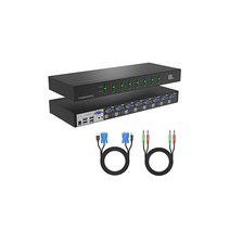 MT-VIKI 팔 포트 VGA KVM 스위치 - 1U 랙 마운트 USB 오디오&케이블 포함 1920 x 1440 @60hz -OSD 호떡키 자동 스캔, 상세페이지 참조