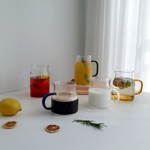 마카 내열유리 저그 5SIZE 칼라 컬러 400ml 500ml 600ml 700ml 800ml 유리 잔 컵 MAKA, 500ml[투명]