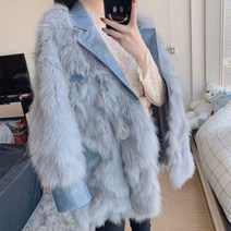 2020년 겨울용 블루알파카 일체형 뽀글이 코트 여동 두꺼운 폭스퍼 패션 코트