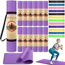 36팩 요가 매트 운동 밴드 휴대용 스트랩 세트 벌크 172.7 x 61cm68 24인치 6mm 두께의 미끄럼 방지 피트니스 체육관 스트레칭용 여성 어린이 성인용 그레이 USA 미, Purple