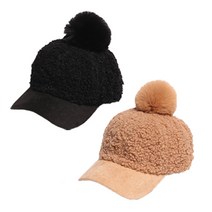 한수위 여자 캡모자 볼캡 2종 세트 겨울 양털 방울 방한 소두 얼굴 작아보이는 모자