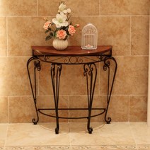 유럽풍 철제 반원 원목 안방 복도 현관 콘솔 테이블 거실 예쁜 인테리어 콘솔, 60*30*70 화이트