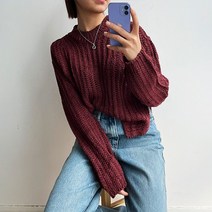 오오엘 여성용 네추럴 옆트임 라운드 니트