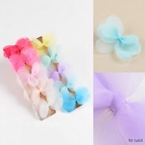 친구선물 파스텔 미듐 쉬폰 나비집게 여행 체육대회 헤어변신 졸업사진 스타일링 데이트 연인, 체리핑크