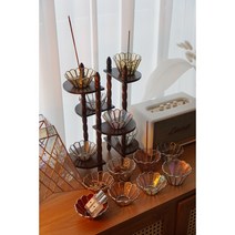 스테인드글라스 로투스 홀더 캔들 홀더 인테리어소품 유리소품, 미듐, 오로라화이트