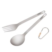 Lixada 캠핑 경량 티타늄 디너 포크와 스푼 Flatware 칼 붙이 홈 하이킹 배낭 대용량 피크닉 하이킹 액세, 한개옵션1, 01 WHITE
