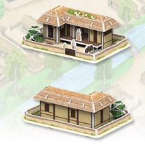 유아한국사 전통가옥 3d 초가집만들기 2개 집중력 건축양식 3D퍼즐 퍼즐조각 손장난감 유아용 모형 소근육