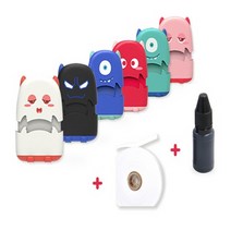 다파요 1+1 주문제작 의류겸용 캐릭터 의류 네임 스탬프 도장 마스크 양말 가방 모자 손수건 면티 신학기 준비물 이름표, 스탬프세트2P, 화이트+블루