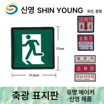 축광 표지 신영 표지판 /소화기 피난구 비상문 구조대 피난사다리 완강기 인명구조대, 4.신영 축광 피난구 표지판 정사각, 1개