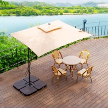 원터치 2500 사각 파라솔+플라스틱 베이스 15kgX4, 베이지