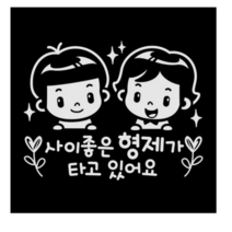 제제데코 자동차 스티커 사이좋은 형제 트윙클, 반사(밝은은색), 1개