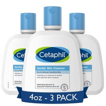 세타필 CETAPHIL 하이드레이팅 젠틀 스킨 클렌저 건성 피부 민감한 피부용 (20온스), 4 Ounce (Pack of 3)