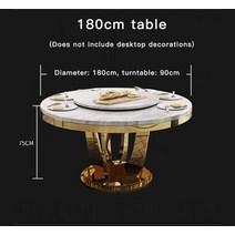 블랙 라운드 식탁 세트 6 의자 테이블 대형 레스토랑 모던하고 심플한 스테인레스 스틸 메사 코메도르 가, 04 1.8m table