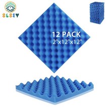 흡음판 방방음 흡음 시공 어쿠스틱 폼 내화 방음 처리 폴리 우레탄 에그 크레이트 스튜디오 홈 사운드 흡수 스폰지 개, 12 개, JD-Blue, Medium Density