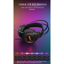 헤드 마운트 게임용 헤드셋 유선 발광 데스크탑 컴퓨터 게임용 헤드셋, USB 모델