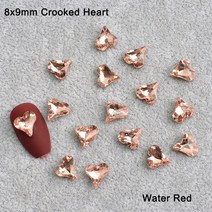 네일파츠 네일스톤8x9mm 비o어진 복숭아 심장 네일 아트 라인 석 팁 하단 혼합 된 색상 반짝이 3D 손톱 DI, 18 Water Red 50pcs