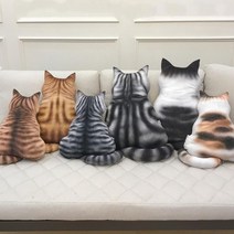 고양이 뒷태 애니멀 동물 쿠션 방석 학교 소품 인테리어 홈데코 방꾸미기 생일 선물 애견카페, 소_E