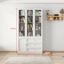 수납 거실 인테리어 책장 북유럽 미니멀리스트 거실용 목제 디스플레이 책장 사이드 테이블 옷장 선반 모듈식 가구, 5.6-storey 120 three