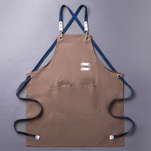 FanGgg 여름앞치마 캔버스 방수앞치마 앞치마 커피 샵 빅사이즈앞치마 데님앞치마 바리스타앞치마 여러 색상, 갈색