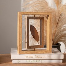 원목 회전식 포토 액자 양면 우드 나무 웨딩 6인치, 6인치세로