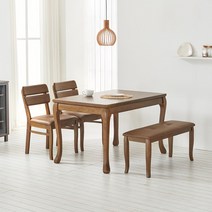 라로퍼니처 프렌치 앤틱 1200 원목 4인 식탁 세트 4인용 테이블, 식탁 의자2 벤치1