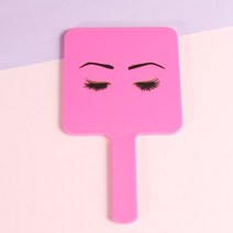 RISI-사랑스러운 개인 로고 속눈썹 연장 핸드 헬드 메이크업 거울 손잡이가 있는 패션, [03] White 1pcs
