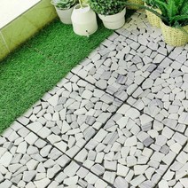 마당 발코니 베란다 정원 장식 셀프 인테리어 자갈 자기질 타일, 1개(한조각)30x30cm, 화이트블랙믹스커팅