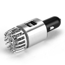 2in 1 자동차 듀얼 USB 신선한 공기 이온 청정기 산소 바 오존 이오나이저 발생기 클리너, 한개옵션0