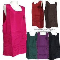 코사지 꽃무지앞치마/원피스형/업소용/요양원/단체, 핫핑크, 1개