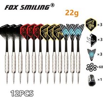 다트 여우 미소 12pcs dardos 182223g 스틸 팁 포인트 다트 전문 알루미늄 나일론 샤프트 9pcs 비행 1pcs 숫돌, b 22g 12개