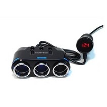 카테크 USB 2포트 볼트게이지 차량용 시거잭 3구 소캣, 2개