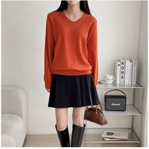 라쿤 베이직 긴팔 브이넥 니트