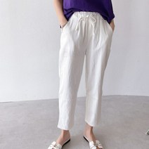 오드리쇼룸 코튼 밴딩 스판 팬츠 고무줄 배기 9부 면 바지