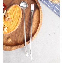 스텐 롱머들러 디저트 롱스푼 롱포크 2개 모임용 홈카페 집들이, 스푼(병아리)