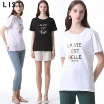 리스트 레터링 프린트 반팔 코튼 티셔츠