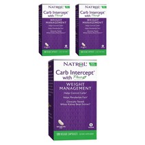 Natrol 화이트 키드니 빈 카브 인터셉트 With 페이즈 2 웨이트 매니지먼트 1000mg 캡슐, 3병, 120정, 120정