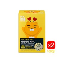 마이니 생생톡톡 비타c 고용량 비타민c 수용성비타민 비타민b3 b6 씹어먹는 츄어블정 맛있는 레몬맛 캔디 온가족 비타민씨 HACCP인증 일동제약, 108정, 2개