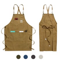 캔버스 공방 카페앞치마 바리스타 작업앞치마, FREE, 캔버스공방앞치마 베이지브라운가죽