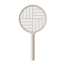 무심전 라켓 충전 접이식 휴대용 LED 라이트 모기 유인 강전 0-90도 라켓 모기 퇴치 지원, 살구 흰색, 살구 화이트