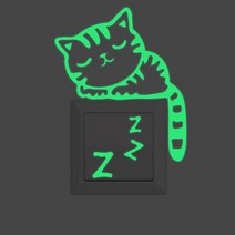 PGM*^몰야광스위치커버 데코스티커 축광 비상벨 장식 벽스티커 형광 시트^^췤pgm, ^^옵션*^잠자는 고양이