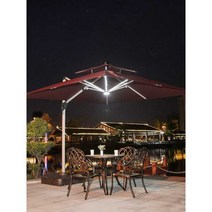 대형 파라솔전원주택 접이식 정원 카페 테라스 튼튼, 램프3m정사각형+200회전가능베이스