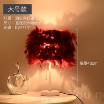 유럽 패션 깃털 바닥 테이블 램프 결혼식 축하 북유럽 장식 램프 침실 침대 옆 아이디어 램프-81559, 14. 대형 와인 레드 전등갓