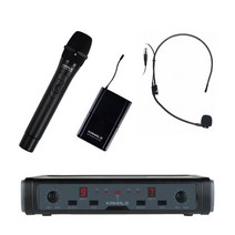 카날스 KANALS 2채널 무선마이크세트 BK-7200N/핸드+헤드셋(검정) 900MHz 가변식 무선강의용 회의실 2CH 1SET