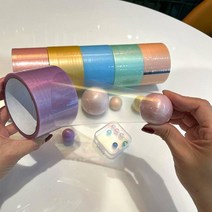 유니커블 7.2cm 파스텔 진주 펄 끈끈이 볼 테이프 공 만들기 장난감 찐득이 말랑이 주물럭 공놀이 키덜트 뽁뽁이 팝잇 재미있는 촉감 집콕 놀이 스트레스해소 아트 토이 재료, 펄컬러7.2CM WC488-2